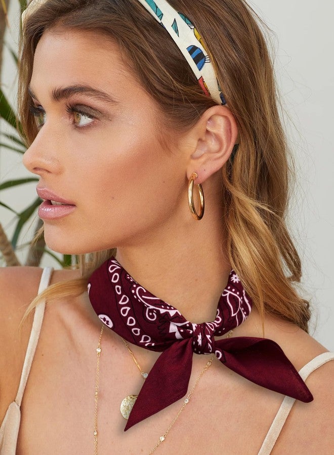 Dorilin 2 Pack Types of Paisley Pattern Bandanas, 22x22 Inches Cotton Bandanas Handkerchief Face Mask for Men & Women (Burgundy-2 Pack) - Image 2
